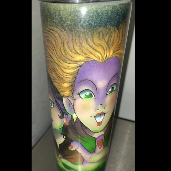 Hocus Pocus Witches Cartoon Approx. Amount  21oz Metal Tumbler With Lid. - Picture 3 of 6